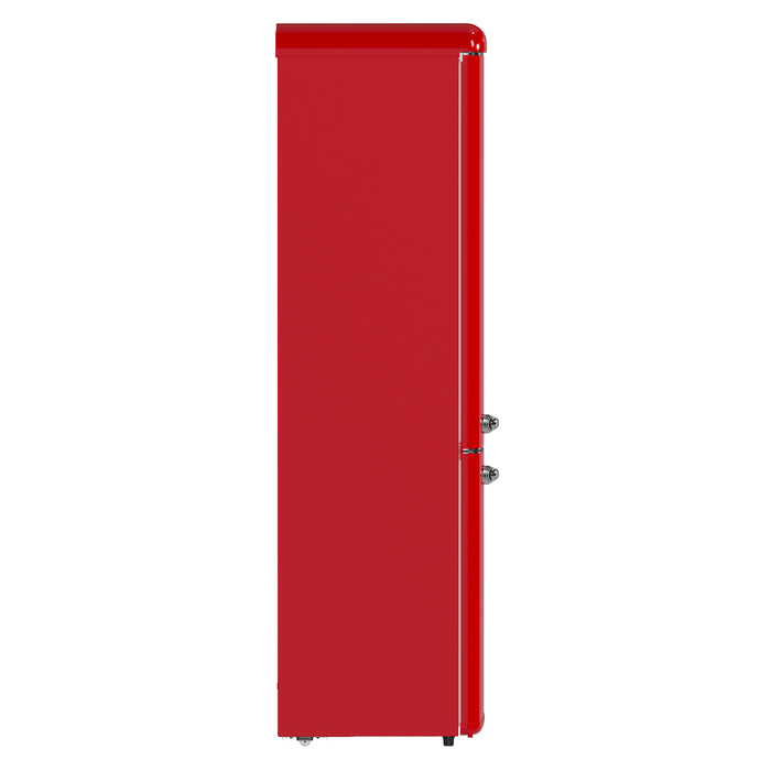 Forno Storico 22-Inch Retro bottom freezer Fridge in Red, 9 cu.ft, silver handle