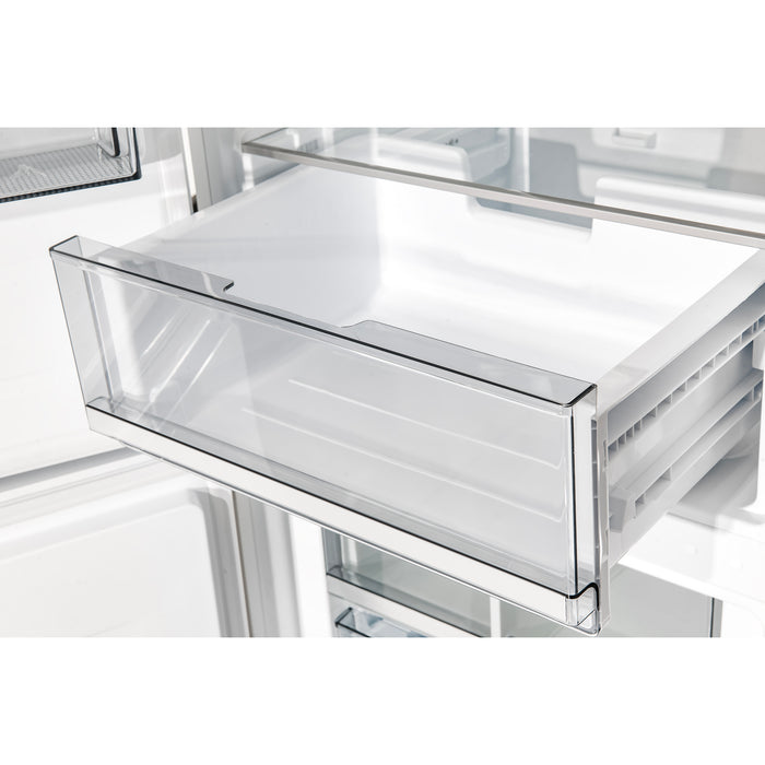 Custodia 48" Bottom Freezer combo, 20.6 cf., Ice Maker, Total No frost, White, Antique Brass handles