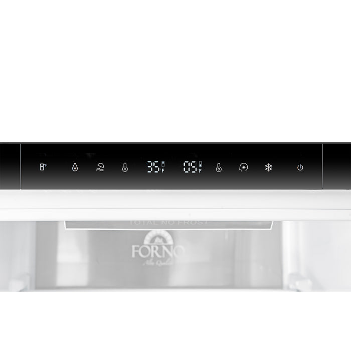 Custodia 24" Bottom Freezer, 10.3 cf., Right Swing, Total No frost, White, Antique Brass handles