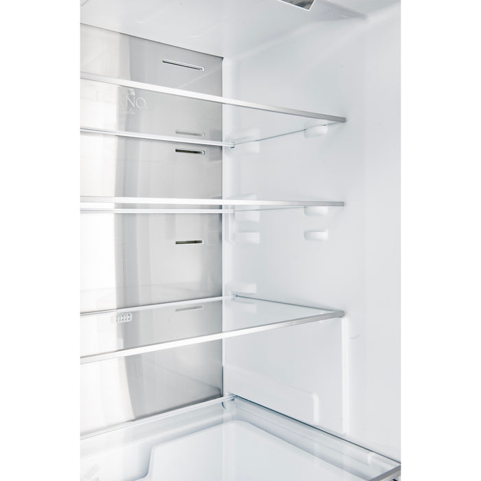Custodia 24" Bottom Freezer, 10.3 cf., Right Swing, Total No frost, White, Antique Brass handles
