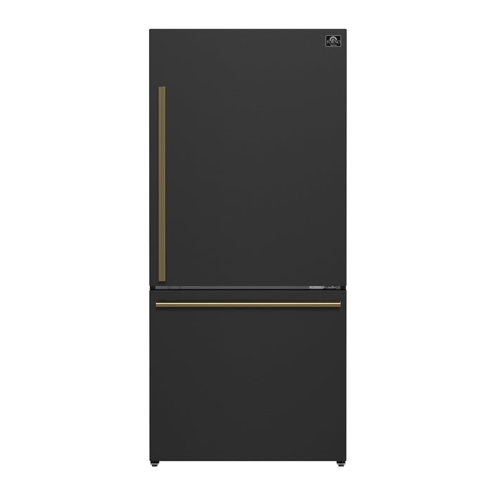 Forno Milano Espresso 31-Inch Bottom Freezer Refrigerator, Black, 17.2 cu.ft Capacity, Energy Efficient