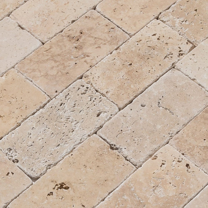 Riverbed Walnut Travertine Tumbled Floor and Wall Tile - Livfloors Collection