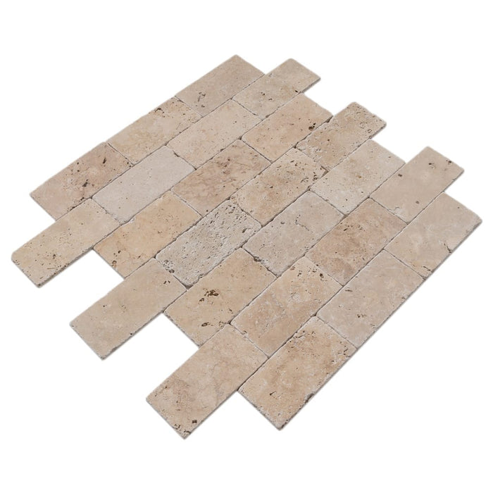 Riverbed Walnut Travertine Tumbled Floor and Wall Tile - Livfloors Collection