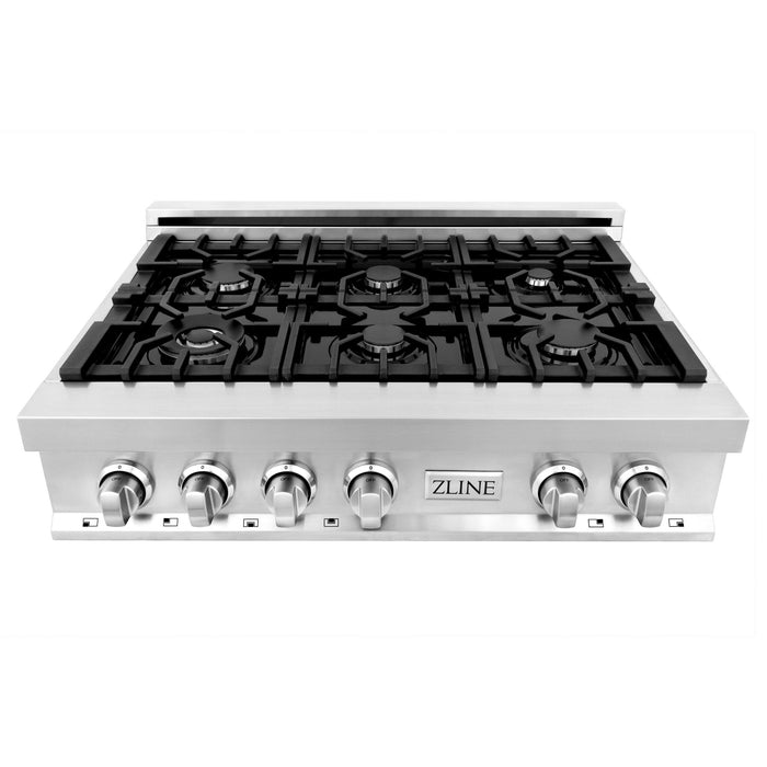 ZLINE Appliance Package - 36" Rangetop With 6 Gas Burners, Range Hood In Stainless Steel, 2KP-RTRH36