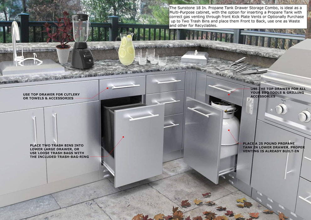 Sunstone 18″Propane/Trash Drawer Combo Cabinet – SBC18SLPCD