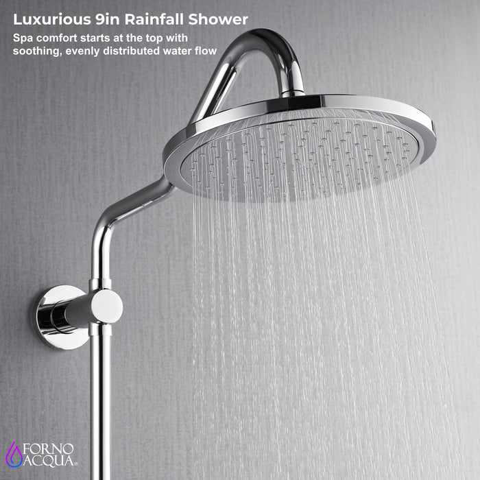 Forno Acqua AcquaSPA Retrofit Shower, Overhead Rainfall Shower, Handheld Shower Head, Body Jets, 6 Way Diverter, Polished Stainless Steel Finish, 2.5 GPM Flow Rate