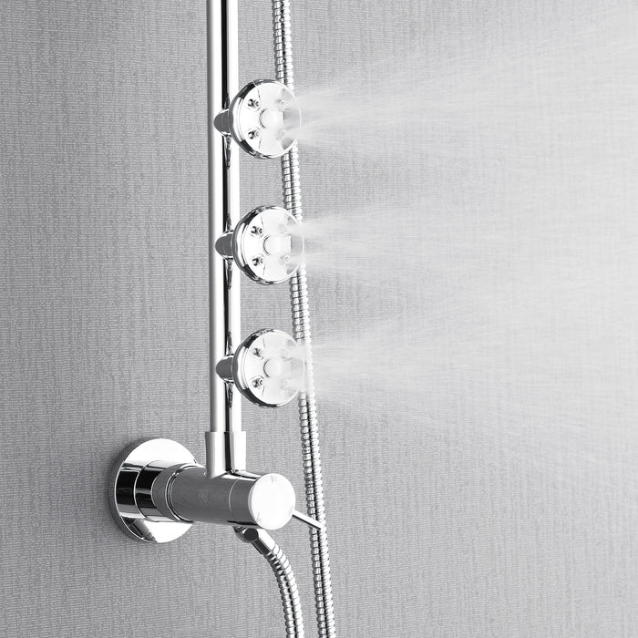 Forno Acqua AcquaSPA Retrofit Shower, Overhead Rainfall Shower, Handheld Shower Head, Body Jets, 6 Way Diverter, Polished Stainless Steel Finish, 2.5 GPM Flow Rate