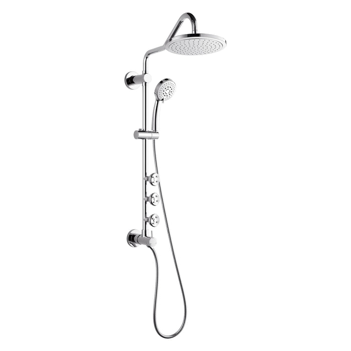 Forno Acqua AcquaSPA Retrofit Shower, Overhead Rainfall Shower, Handheld Shower Head, Body Jets, 6 Way Diverter, Polished Stainless Steel Finish, 2.5 GPM Flow Rate