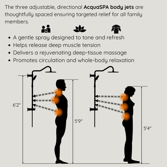 Forno Acqua AcquaSPA Retrofit Shower, Overhead Rainfall Shower, Handheld Shower Head, Body Jets, 6 Way Diverter, Polished Stainless Steel Finish, 2.5 GPM Flow Rate