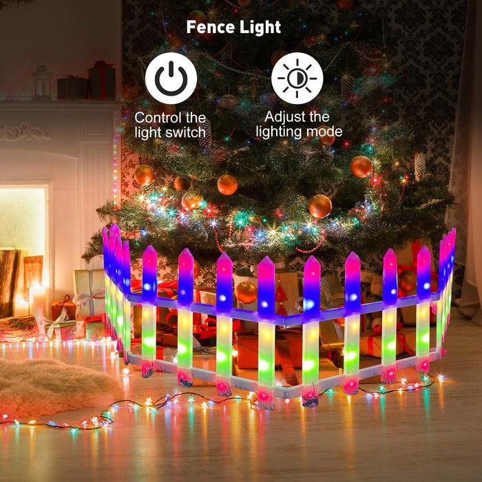 8 Pieces Multi-Color Garden Fence Lights Christmas Tree Fence Lights with 8 Lighting Modes