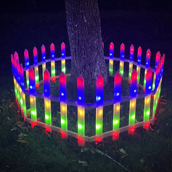 8 Pieces Multi-Color Garden Fence Lights Christmas Tree Fence Lights with 8 Lighting Modes