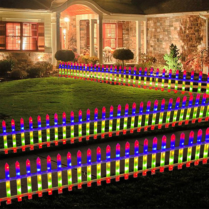 8 Pieces Multi-Color Garden Fence Lights Christmas Tree Fence Lights with 8 Lighting Modes