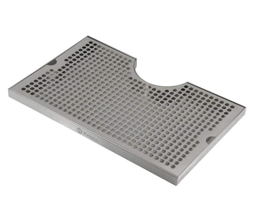 16" x 10" Surface Mount Drip Tray - 3" Column Cut-Out - SS, No Drain