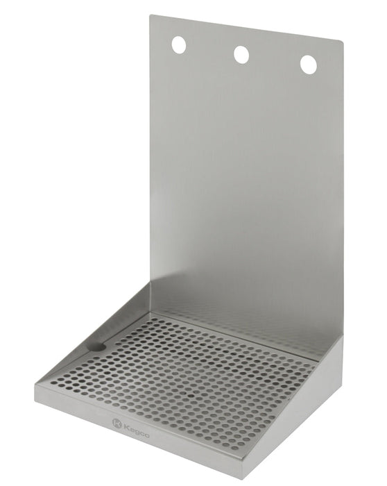 12" x 10" Wall Mount Drip Tray with Drain - 3 Shank Holes