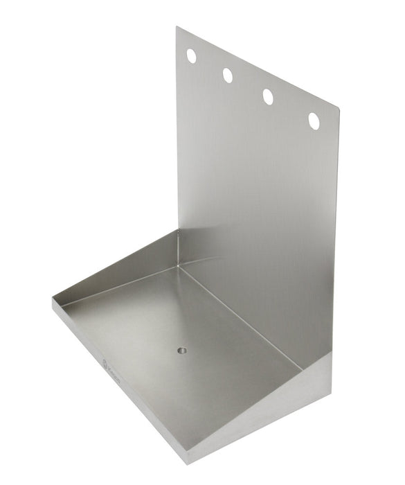 16" x 10" Wall Mount Drip Tray with Drain - 4 Shank Holes