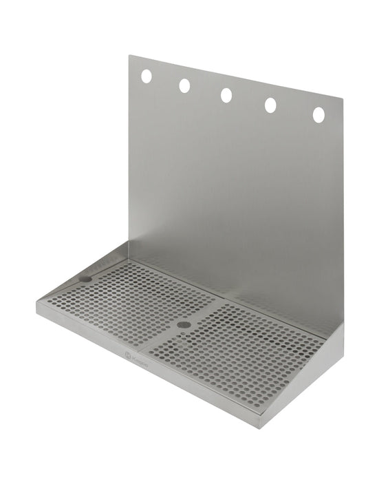 20" x 10" Wall Mount Drip Tray with Drain - 5 Shank Holes