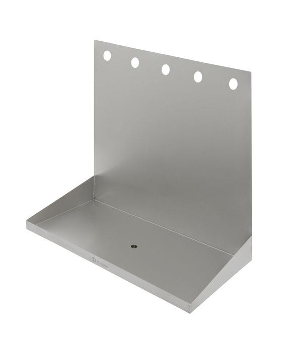 20" x 10" Wall Mount Drip Tray with Drain - 5 Shank Holes