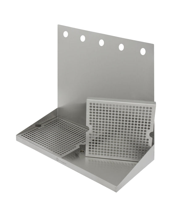 20" x 10" Wall Mount Drip Tray with Drain - 5 Shank Holes