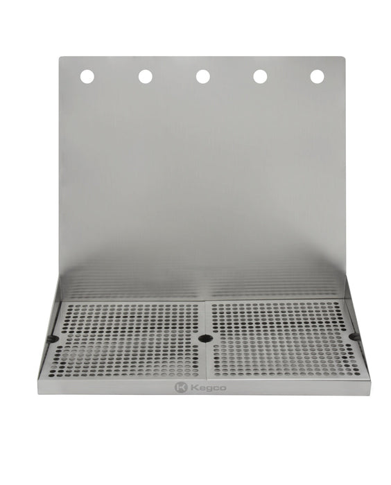 20" x 10" Wall Mount Drip Tray with Drain - 5 Shank Holes