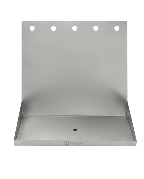 20" x 10" Wall Mount Drip Tray with Drain - 5 Shank Holes