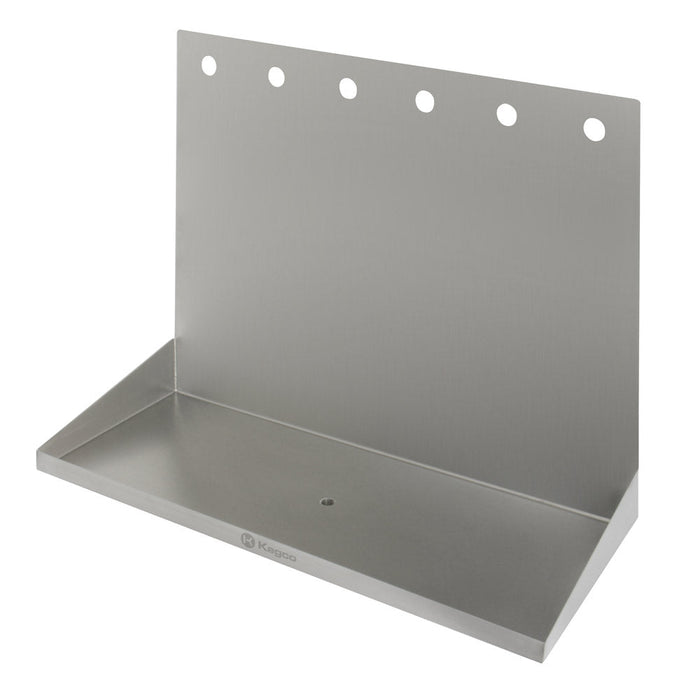 24" x 10" Wall Mount Drip Tray with Drain - 6 Shank Holes