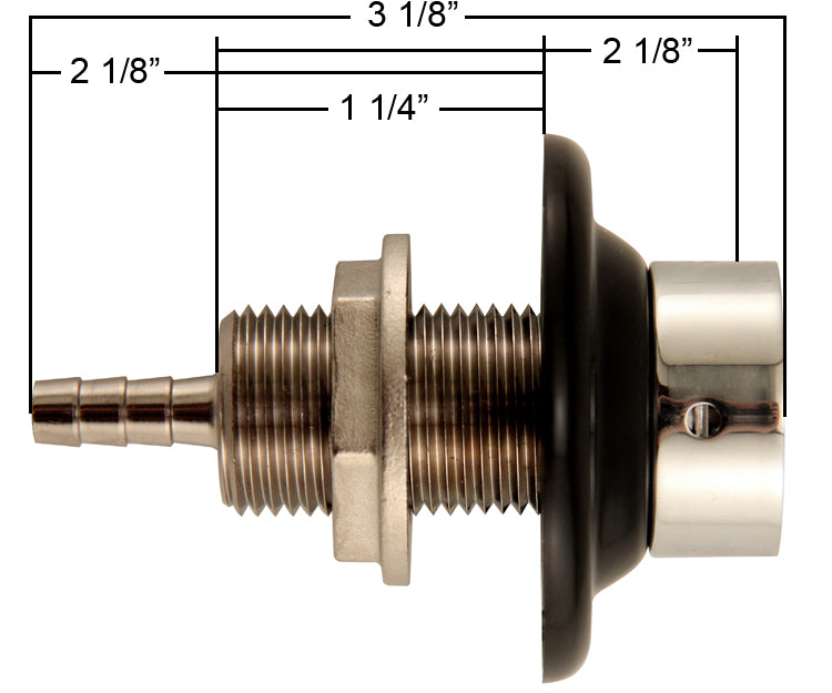 2-1/8" Brass Nipple Shank - 1/4" I.D. Bore