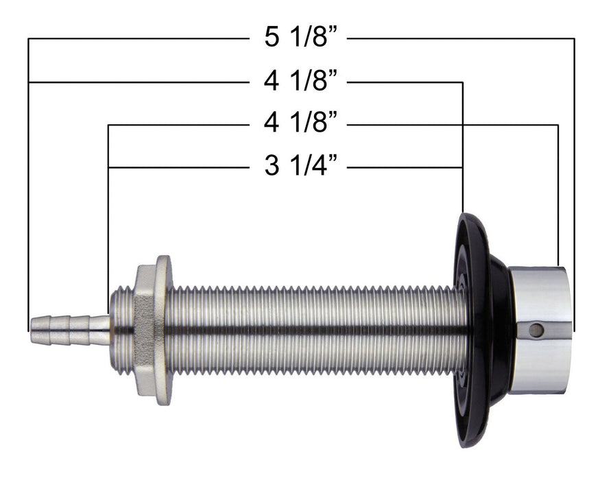 4-1/8" Stainless Steel Nipple Shank - 3/16" I.D. Bore