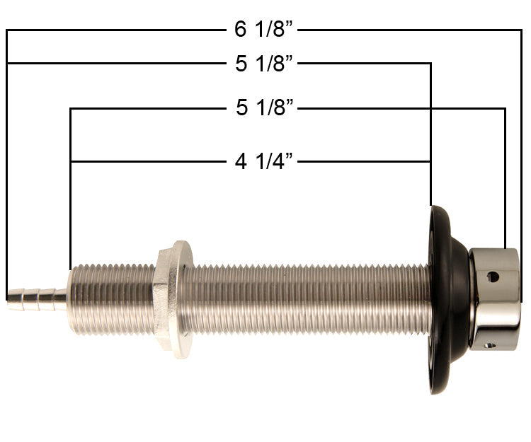 5-1/8" Stainless Steel Nipple Shank - 3/16" I.D. Bore