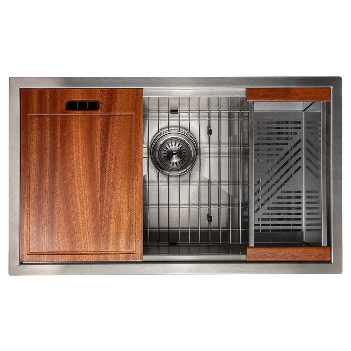 ZLINE Garmisch 30 in. Undermount Single Bowl Stainless Steel Kitchen Sink with Bottom Grid and Accessories (SLS-30)