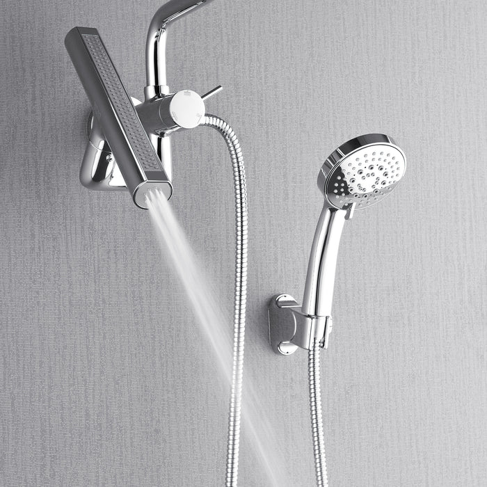 Forno Acqua AcquaFALL Mini Shower Head, Polished Stainless Steel Finish, Overhead Rainfall Shower, 7 Way Diverter, Handheld Shower Head, Body Jets, 1.8 GPM Flow Rate