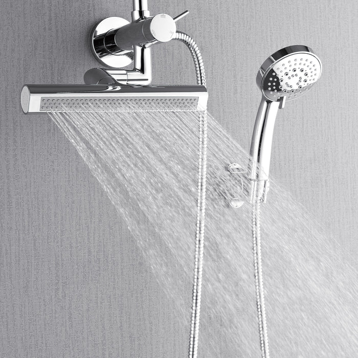 Forno Acqua AcquaFALL Mini Shower Head, Polished Stainless Steel Finish, Overhead Rainfall Shower, 7 Way Diverter, Handheld Shower Head, Body Jets, 1.8 GPM Flow Rate
