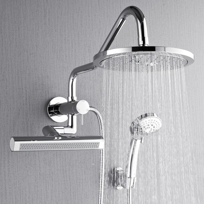 Forno Acqua AcquaFALL Mini Shower Head, Polished Stainless Steel Finish, Overhead Rainfall Shower, 7 Way Diverter, Handheld Shower Head, Body Jets, 1.8 GPM Flow Rate