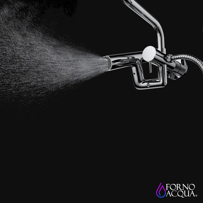 Forno Acqua AcquaFALL Mini 8 Inch Shower Head, Matte Black Finish, Overhead Rainfall Shower, Handheld Shower Head, Body Jets, 1.8 GPM Flow Rate