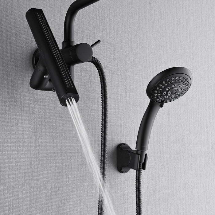 Forno Acqua AcquaFALL Mini 8 Inch Shower Head, Matte Black Finish, Overhead Rainfall Shower, Handheld Shower Head, Body Jets, 1.8 GPM Flow Rate