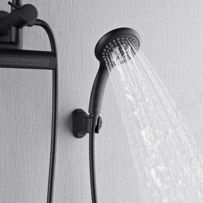 Forno Acqua AcquaFALL Mini 8 Inch Shower Head, Matte Black Finish, Overhead Rainfall Shower, Handheld Shower Head, Body Jets, 1.8 GPM Flow Rate