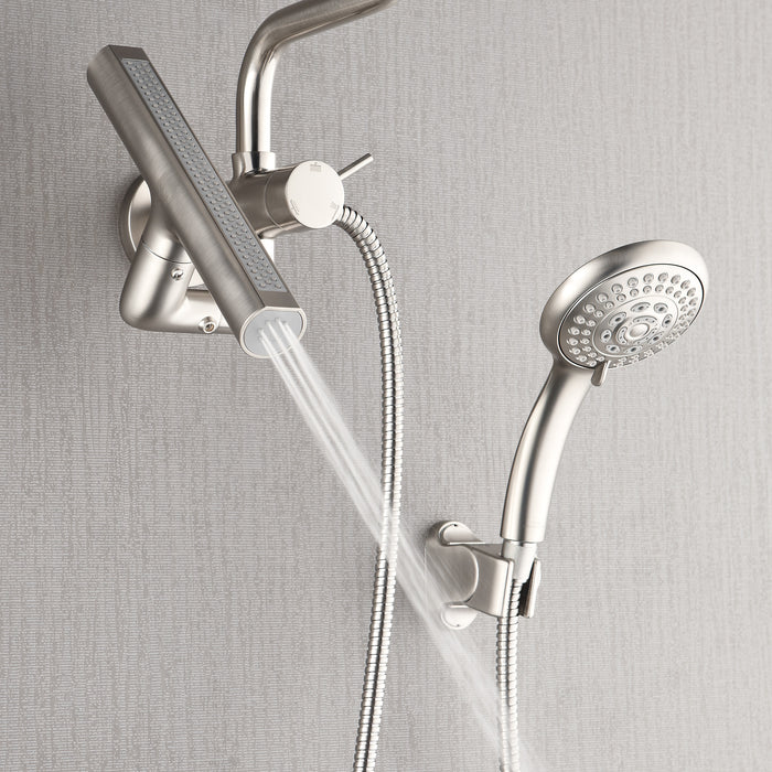 Forno Acqua AcquaFALL Mini 8 Inch Shower Head, Brushed Nickel Finish, Overhead Rainfall Shower, Handheld Shower Head, Body Jets, 1.8 GPM Flow Rate