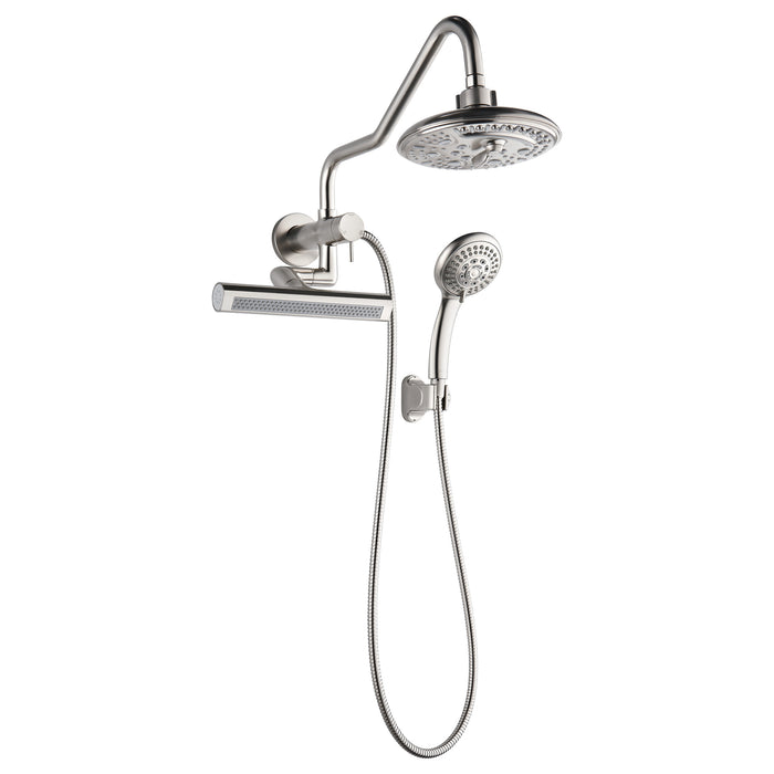 Forno Acqua AcquaFALL Mini 8 Inch Shower Head, Brushed Nickel Finish, Overhead Rainfall Shower, Handheld Shower Head, Body Jets, 1.8 GPM Flow Rate