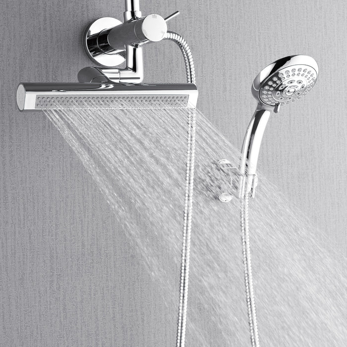 Forno Acqua AcquaFALL Mini 8 Inch Shower Head, Polished Stainless Steel Finish, Overhead Rainfall Shower, Handheld Shower Head, Body Jets, 2.5 GPM Flow Rate