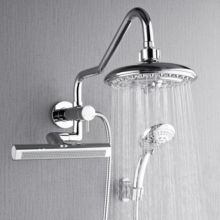 Forno Acqua AcquaFALL Mini 8 Inch Shower Head, Polished Stainless Steel Finish, Overhead Rainfall Shower, Handheld Shower Head, Body Jets, 2.5 GPM Flow Rate