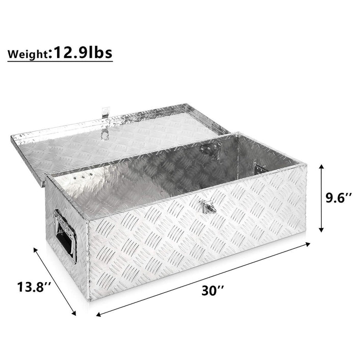 30" Aluminum Truck Tool Box Trailer Cargo Box Storage Organizer with Lock, Silver