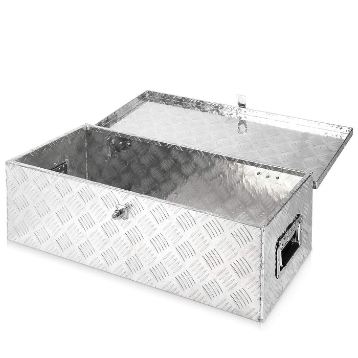 30" Aluminum Truck Tool Box Trailer Cargo Box Storage Organizer with Lock, Silver