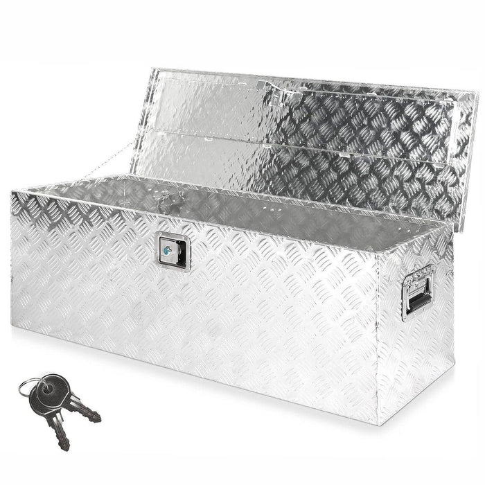 48.4" Aluminum Truck Tool Box Trailer Cargo Box Storage Organizer with Lock, Silver