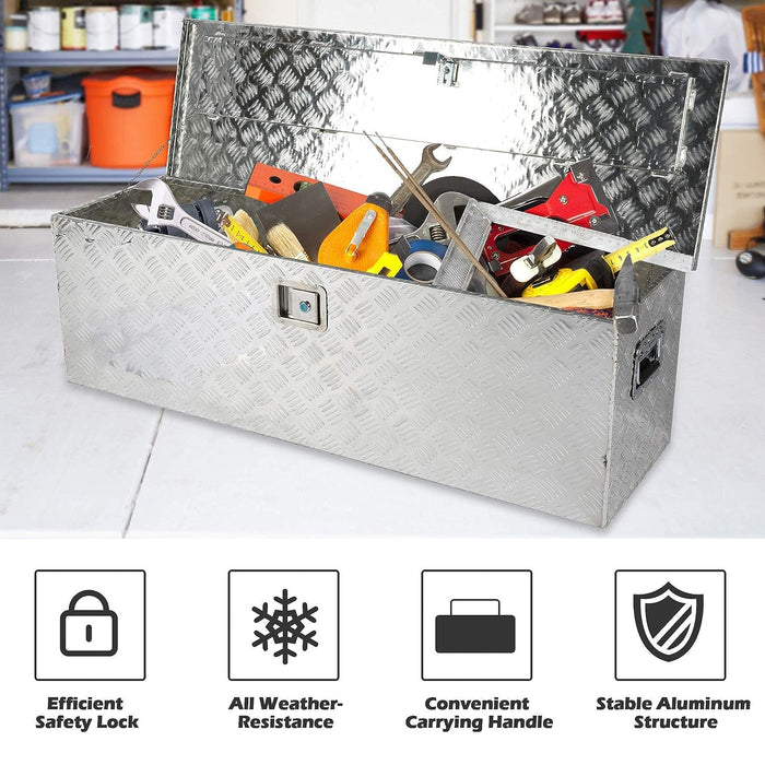 48.4" Aluminum Truck Tool Box Trailer Cargo Box Storage Organizer with Lock, Silver