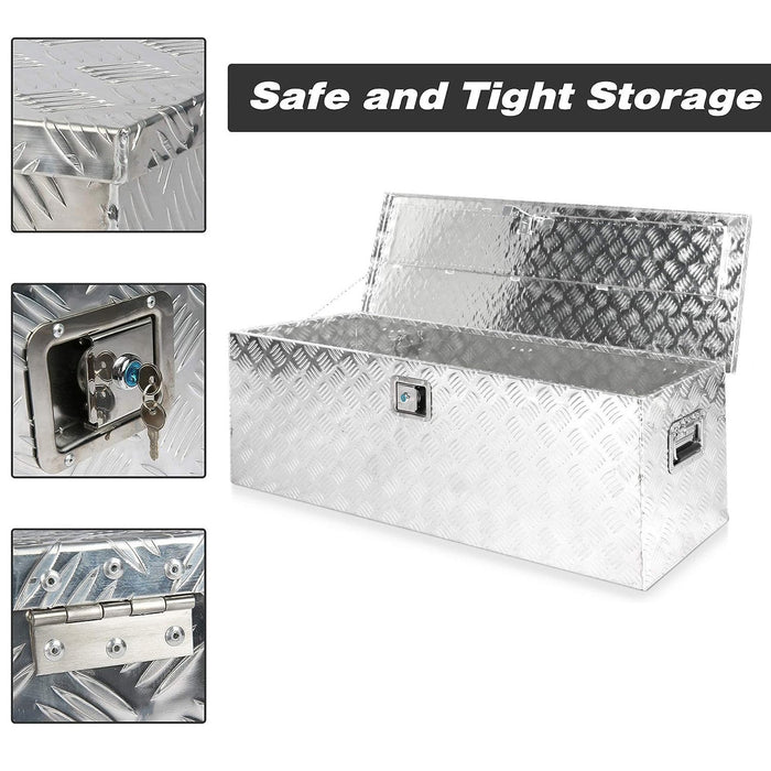 48.4" Aluminum Truck Tool Box Trailer Cargo Box Storage Organizer with Lock, Silver