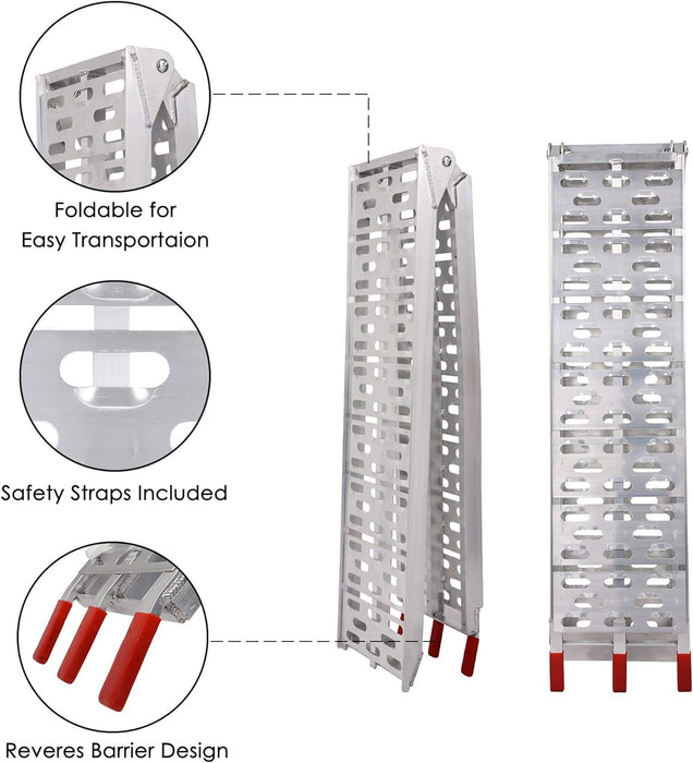 Set of 2 Folding Loading Ramp 7.4ft with 1500lbs Capacity Aluminum Truck Ramp, Meshed