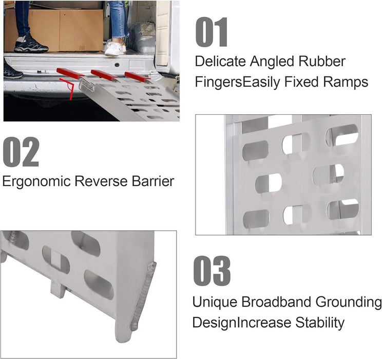 Set of 2 Folding Loading Ramp 7.4ft with 1500lbs Capacity Aluminum Truck Ramp, Meshed