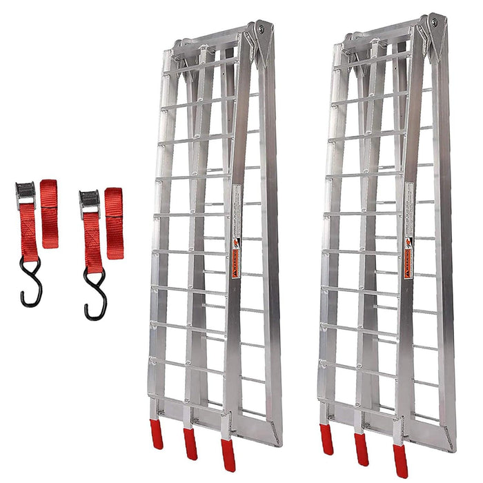 Set of 2 Folding Loading Ramp 7.4ft with 1500lbs Capacity Aluminum Truck Ramp, Gridded