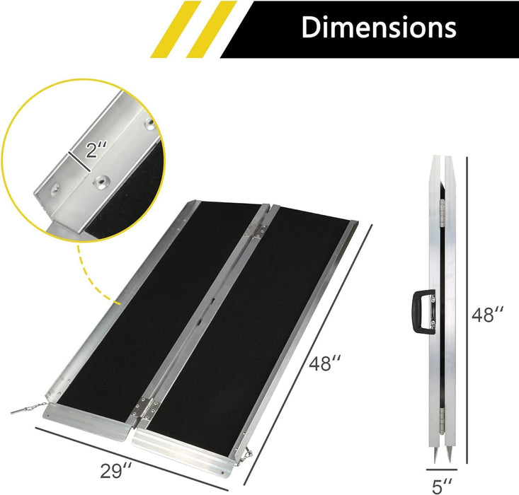 4ft Portable Ramp for Wheelchair Folding Aluminum Alloy Ramp with Handle