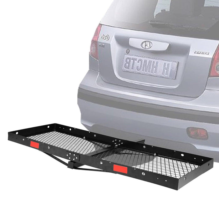 60"x 20"x 3" Hitch Mount Steel Cargo Carrier Basket Folding Cargo Rack with 2" Receiver, Black