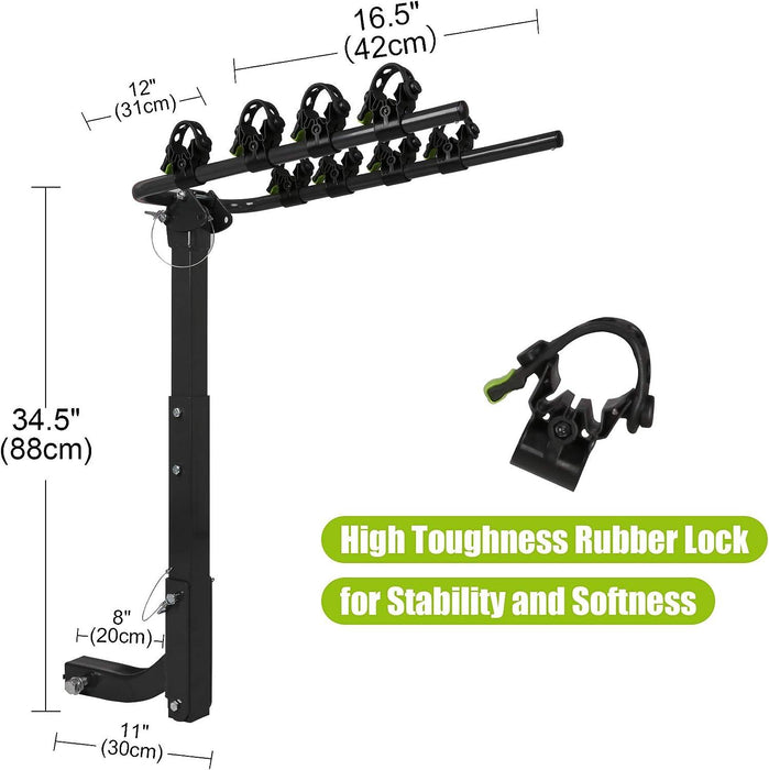 Hitch Bike Rack for 4 Bikes Foldable Bicycle Carrier for Car with 2" Hitch Receiver